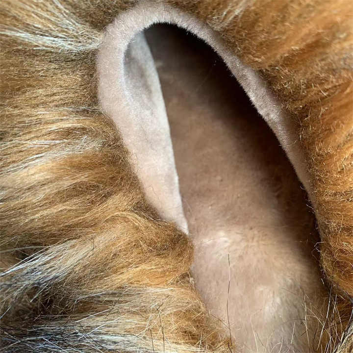 Women’s Round Toe Raccoon Fur Slides
