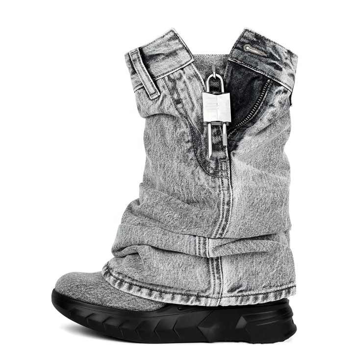 Retro “Shark Lock” Overlay Western Boots