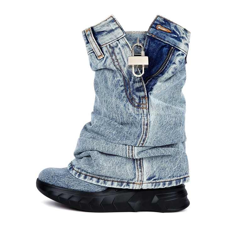 Retro “Shark Lock” Overlay Western Boots