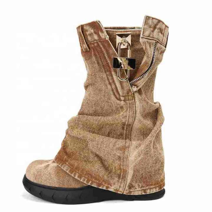 Retro “Shark Lock” Overlay Western Boots