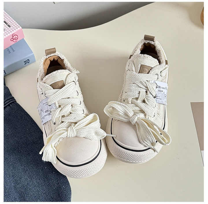 Retro Color‑Block Platform Lace‑Up Sneakers