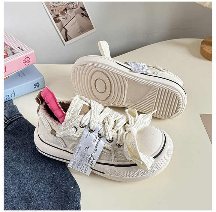 Retro Color‑Block Platform Lace‑Up Sneakers