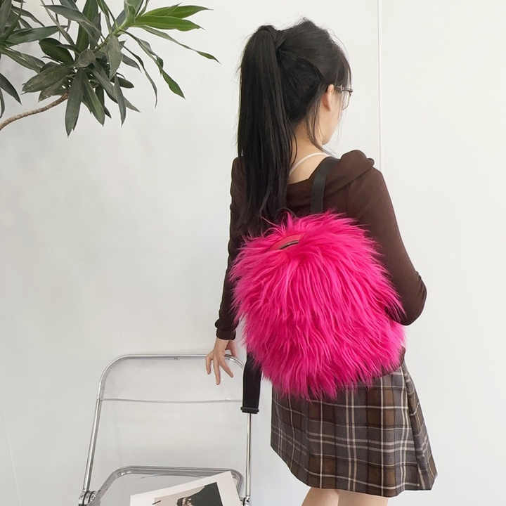 Fluffy Faux Fur Women Backpack