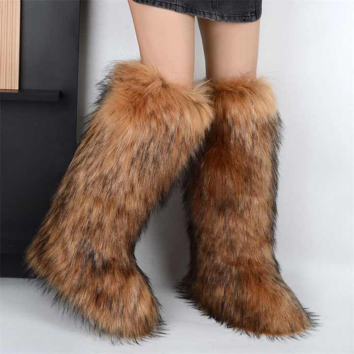 Mongolian Style Faux Fur Boots