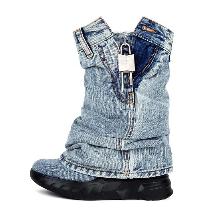 Retro “Shark Lock” Overlay Western Boots