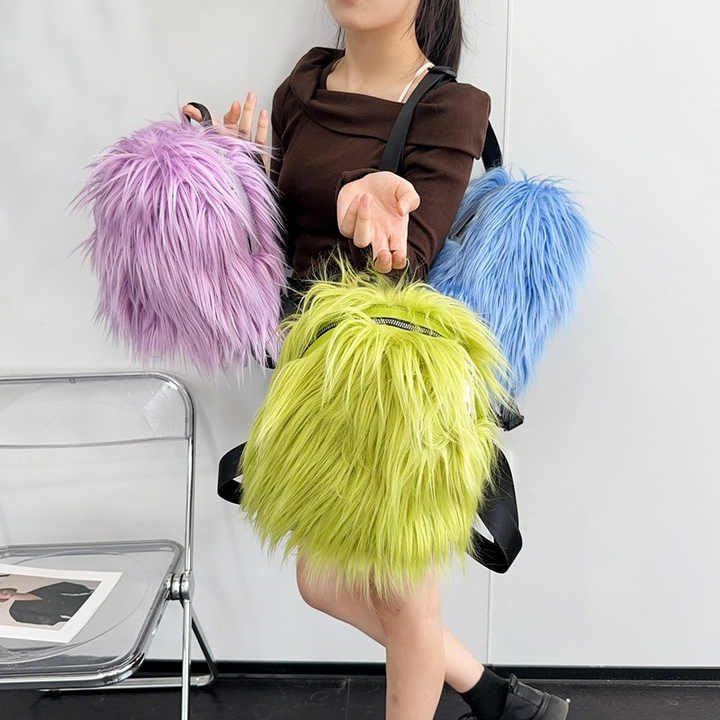 Fluffy Faux Fur Women Backpack