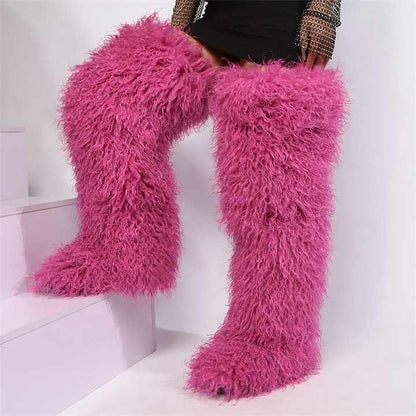 Mongolian Fur Over-the-Knee Boots
