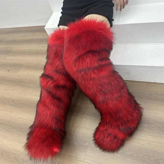 Mongolian Fur Over-the-Knee Boots