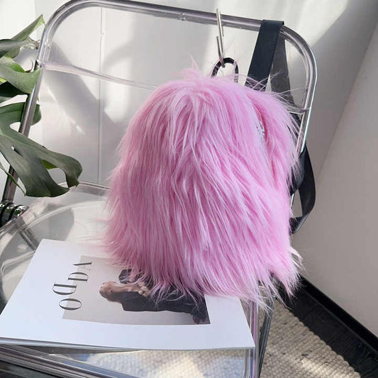 Fluffy Faux Fur Women Backpack