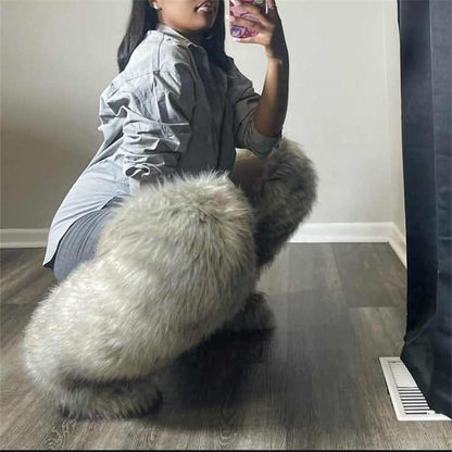 Mongolian Fur Over-the-Knee Boots